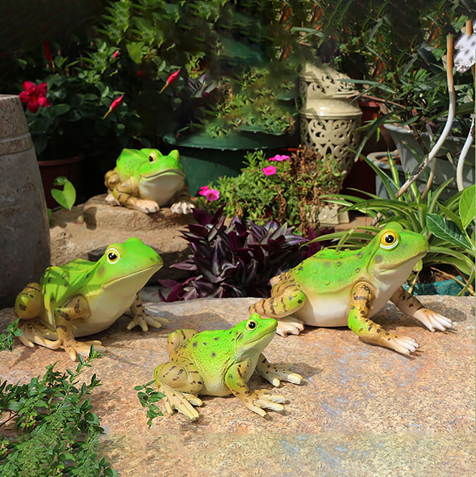 Frosch deko EIN singender Gartenfiguren & gartenstatuen Realistische Harz Froschskulptur Garten deko draußen Balkon Teichdekoration,Geschenke für Gartenliebhaber,Grün,25x17x13cm