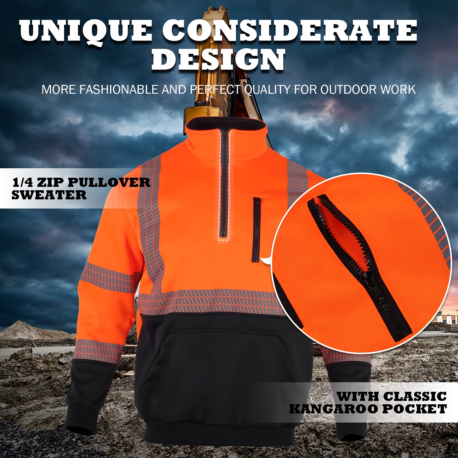 ウェア FCRB 24AW warm up piste FONIRRA High Visibility Safety Sweatshirt ANSI Class 3 Fleece 1/4