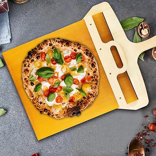 Miniatura 3 de CCIJESW Pela deslizante de pizza, 20.6 x 13.7 pulgadas, herramienta deslizante de pizza con mango para transferir la corteza de pizza, accesorios de