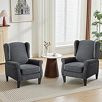 Vista 16 de Silla de Acento, sillas modernas de sala de estar con respaldo alado, cómodo sofá individual tapizado con respaldo alto para dormitorio, sillón