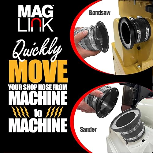Miniatura 2 de MagLink Super Pack 5 Kit de conexión de máquina de 4 pulgadas, accesorios magnéticos de recolección de polvo para colectores de polvo, mueve