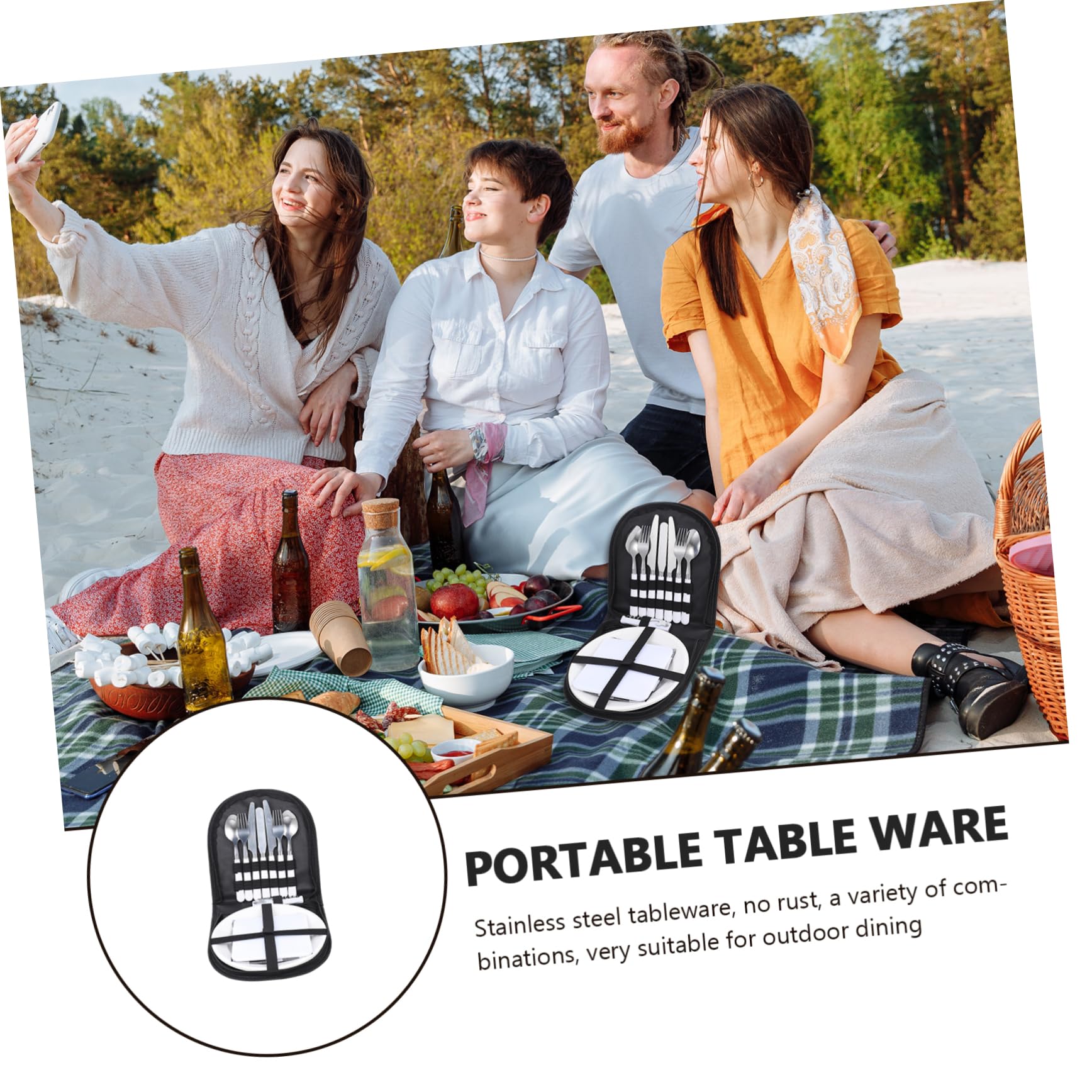 Happyyami 1set Utensili Inossidabile Kit Picnic Portatile Per Per Escursioni e Attività Outdoor e