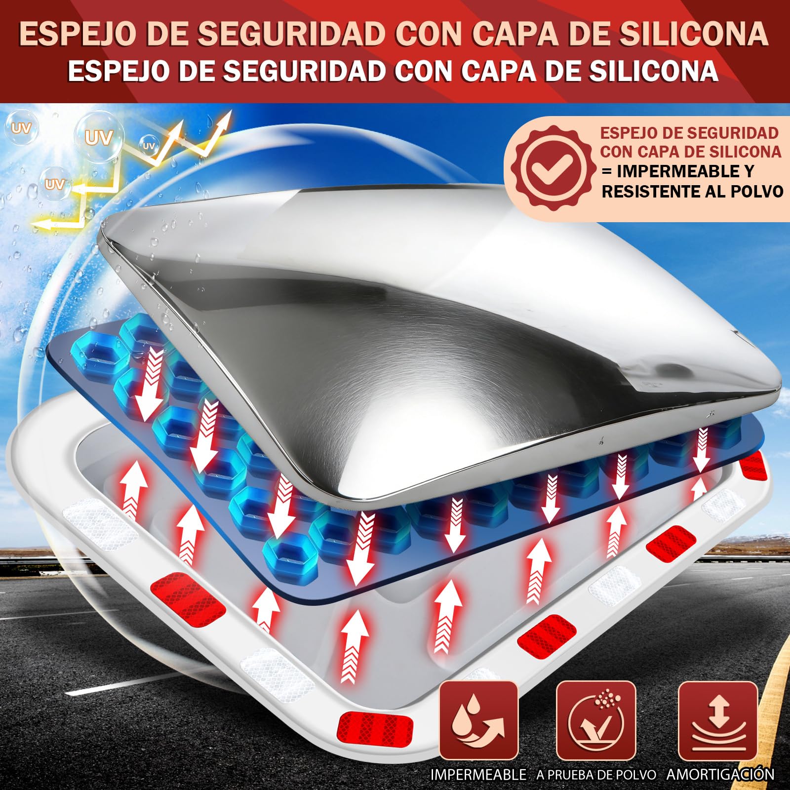 moveland Espejo de Tráfico Rectangular 40x60 cm – Espejo Acrílico Profesional con Soporte Ajustable, Fácil Montaje, Amplio Ángulo de Visión para Tráfico, Calles y Garajes (Interior y Exterior) | Espejo acrílico para carretera con soporte ajustable, fácil