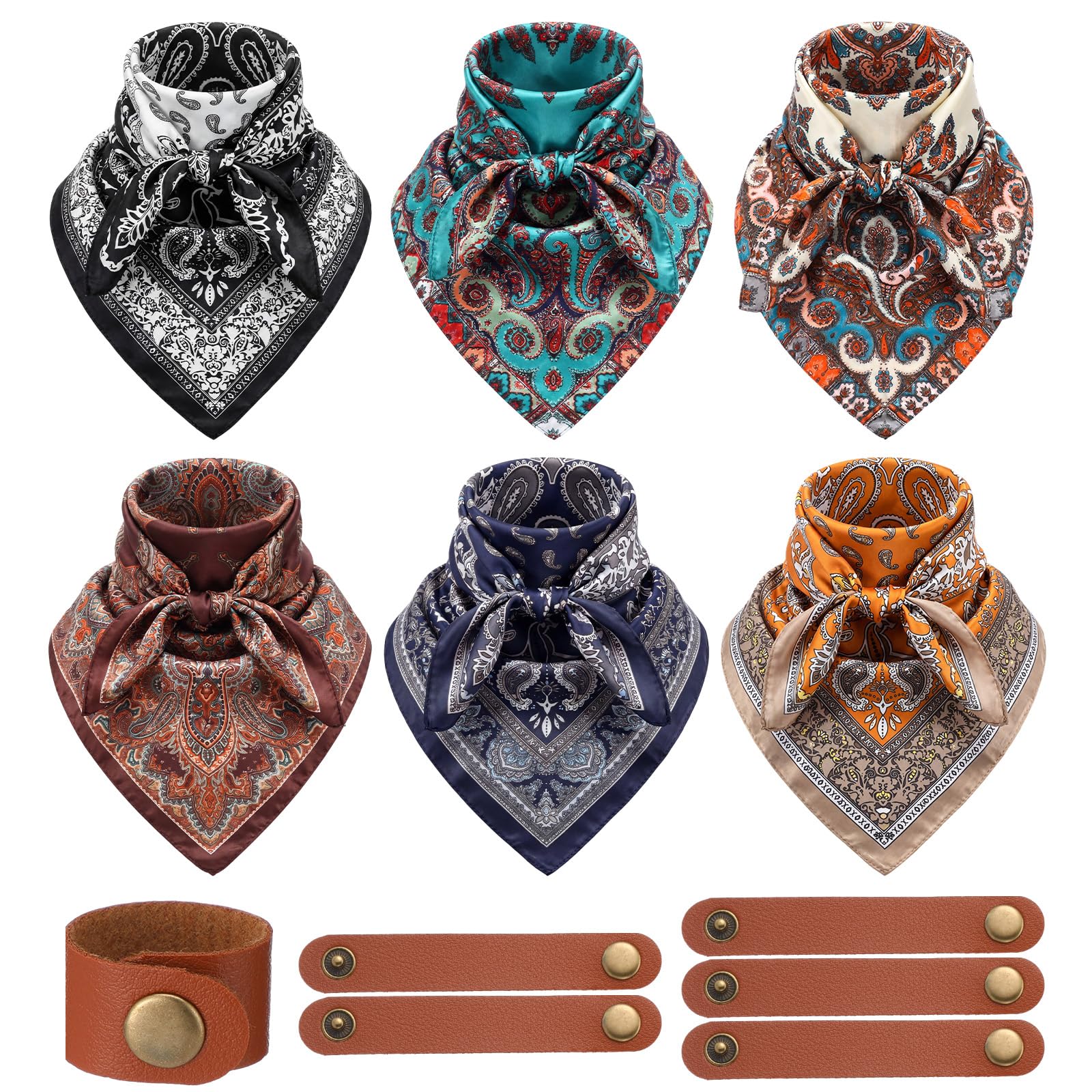 Unittype 6 Pcs Western Cowboy Scarves for Women