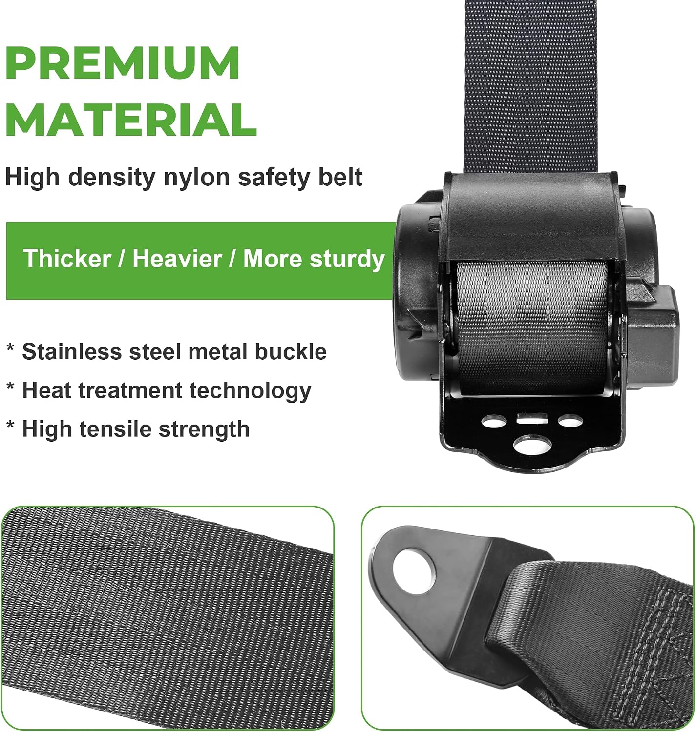 10L0L 3-Point Golf Cart Seat Belt Kit for EZGO TXT & Club Car DS, Retractable Safety Belts with Bracket, Street Legal