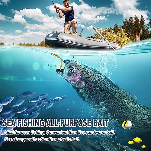 Miniatura 3 de M MACKEREL Señuelos de pesca para agua dulce y salada, cebo de pesca de gusano de arena liofilizado para trucha lubina, gusano de arena para pesca