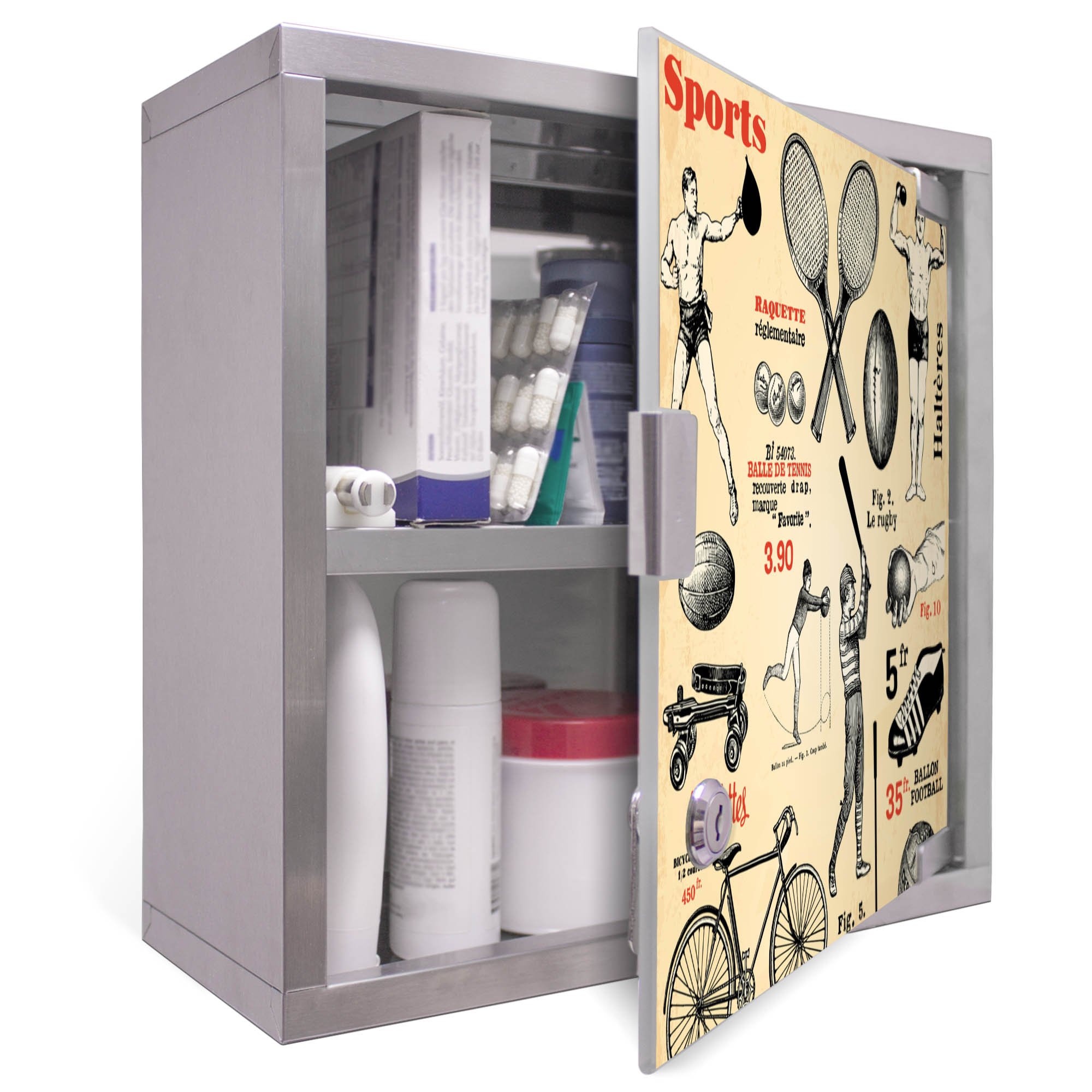 Large Lockable Medicine Stainless Steel 30X45X12 CM Medicine