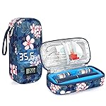 YOUSHARES Insulin Cooler Travel Case for Pen & Vials, Temperature Display Diabetic Medication Cooling Bag with Protective Ice Brick, TSA Approved Refrigerated Diabetes Supplies Carrying Organizer