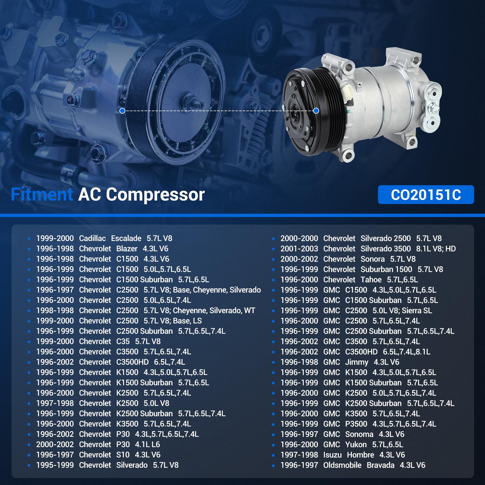 Replacement AC Compressor GM Trucks AC Compressor For Chevy Silverado ...