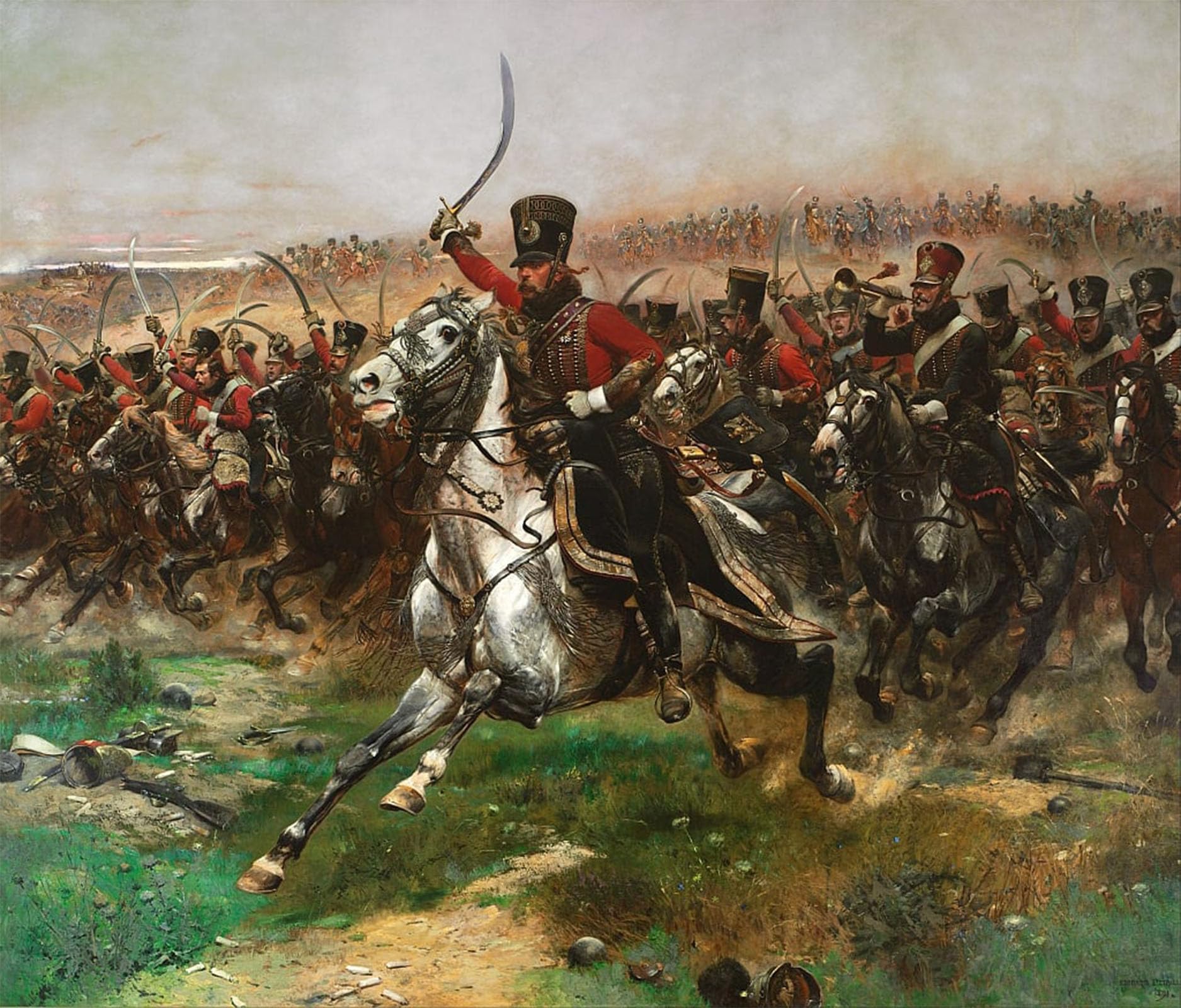 POSTERIIk Vintage Classic Picture Landscape Artwork Lempereur Charge by Jean Baptiste Edouard Detaille Portrait Canvas Painting for Office Home Decor 60x90cm