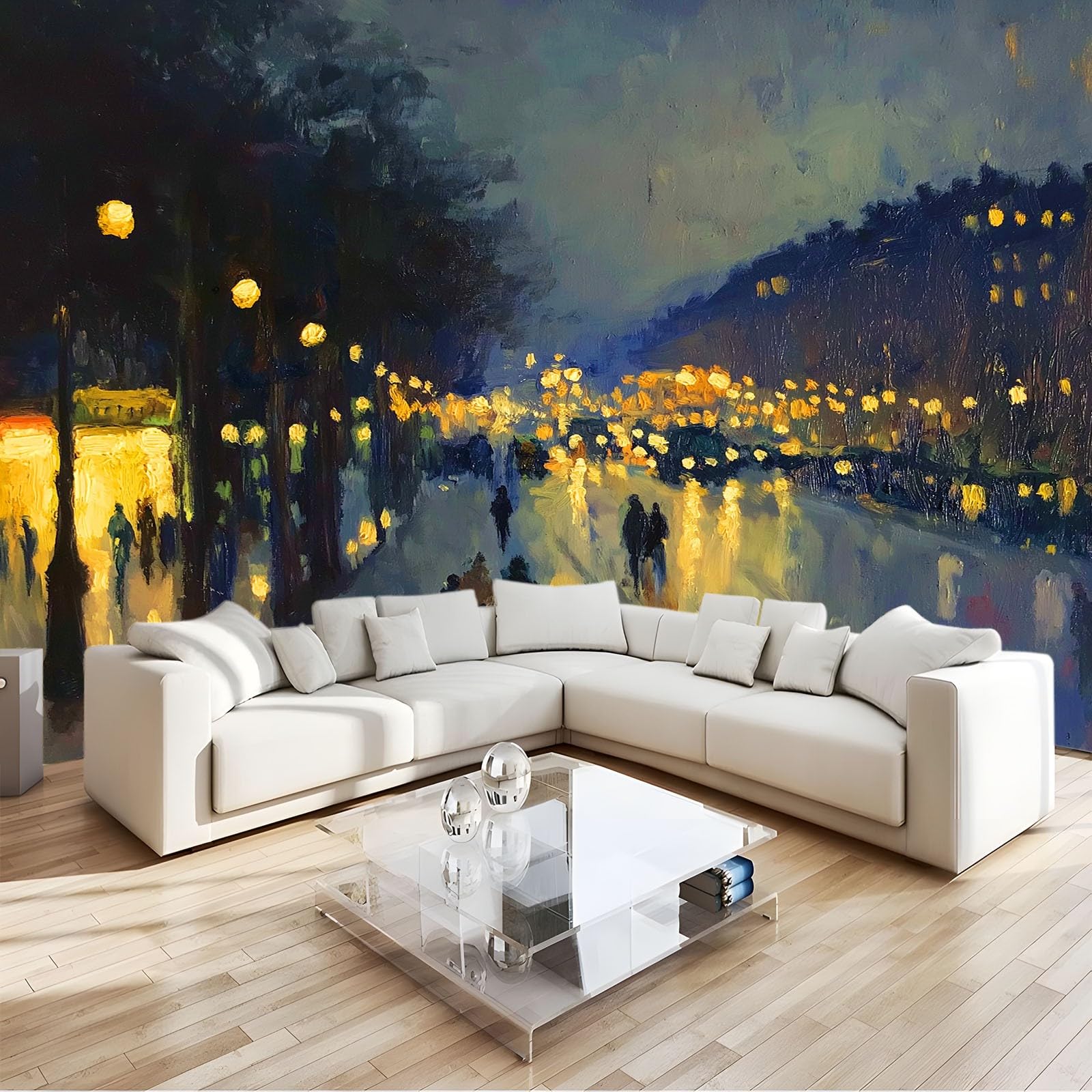 Fototapeta 3D z włókniny, 350 x 256 cm, krajobraz miasta, Paryż, ulica, scena, fototapeta, mural, niebieski, wysokiej jakości, artystyczny nadruk, plakat, dekoracja do salonu, sypialni dziecięcej i