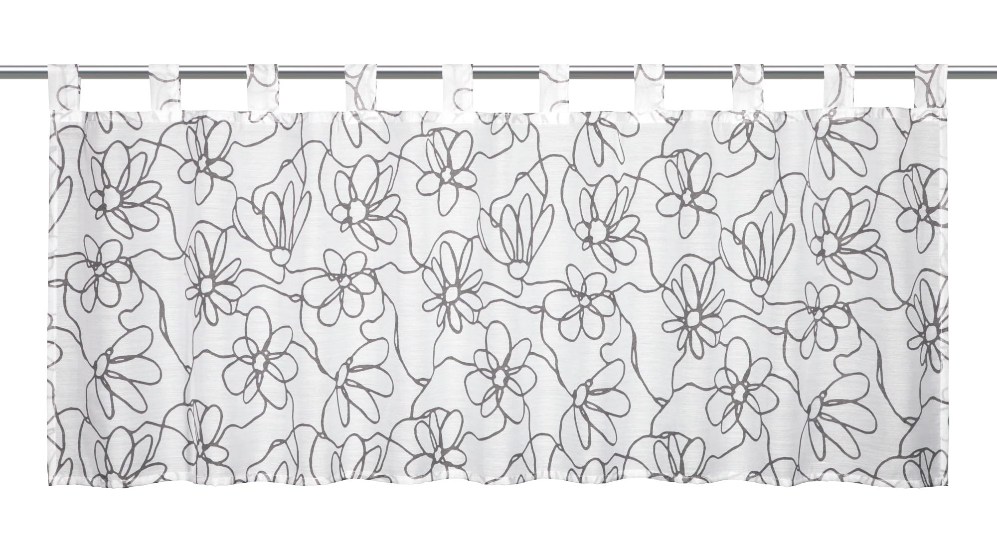 Gardinia Bistro Curtain Voile All-Over Floral Print, White, 140 x 48 cm