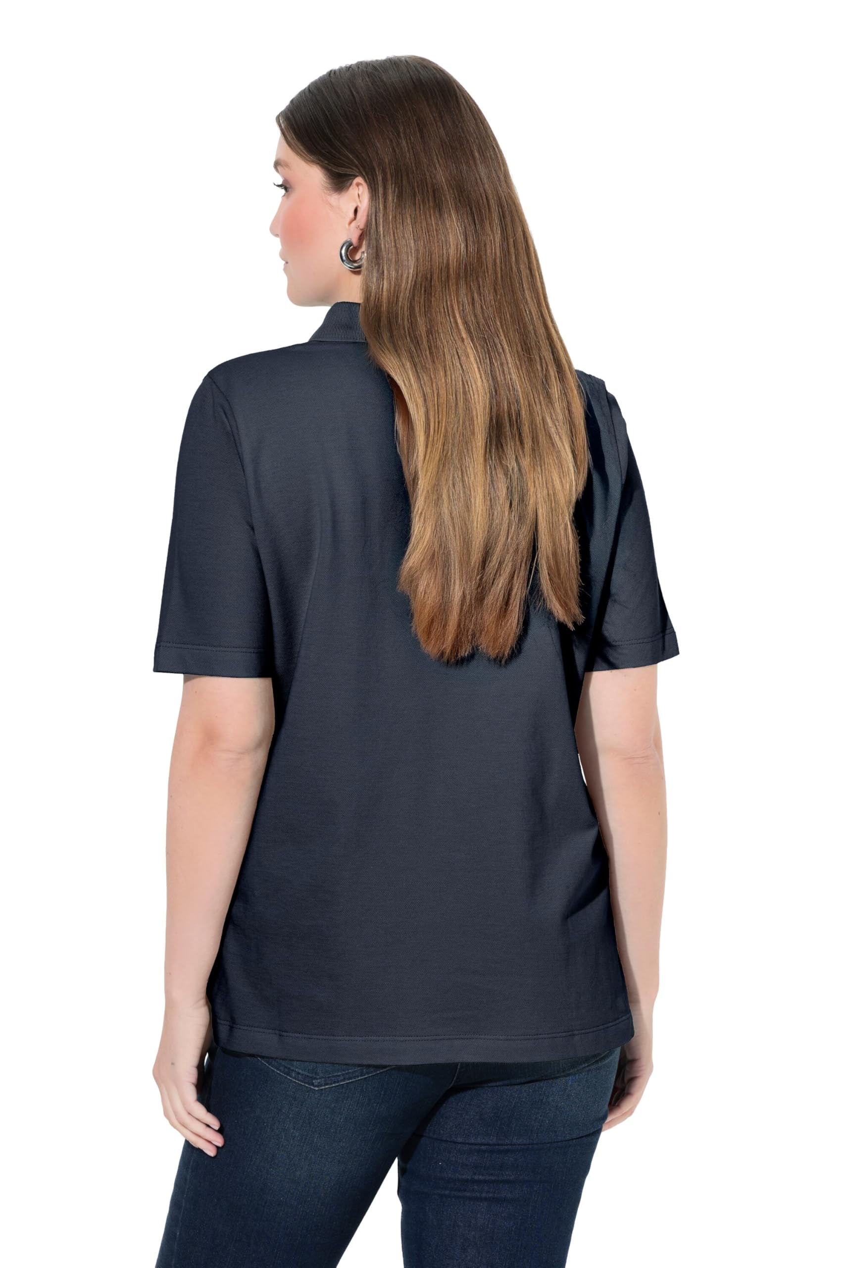 Ulla Popken Damen Poloshirt, Längere Knopfleiste, Polokragen, Halbarm T-Shirt (1er Pack)
