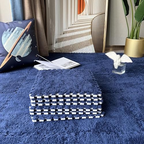 Miniatura 9 de 10 tapetes de espuma tipo rompecabezas de felpa de 24 x 24 x 1 pulgadas, suaves y esponjosos, cuadrados, entrelazados, para habitación de juegos,