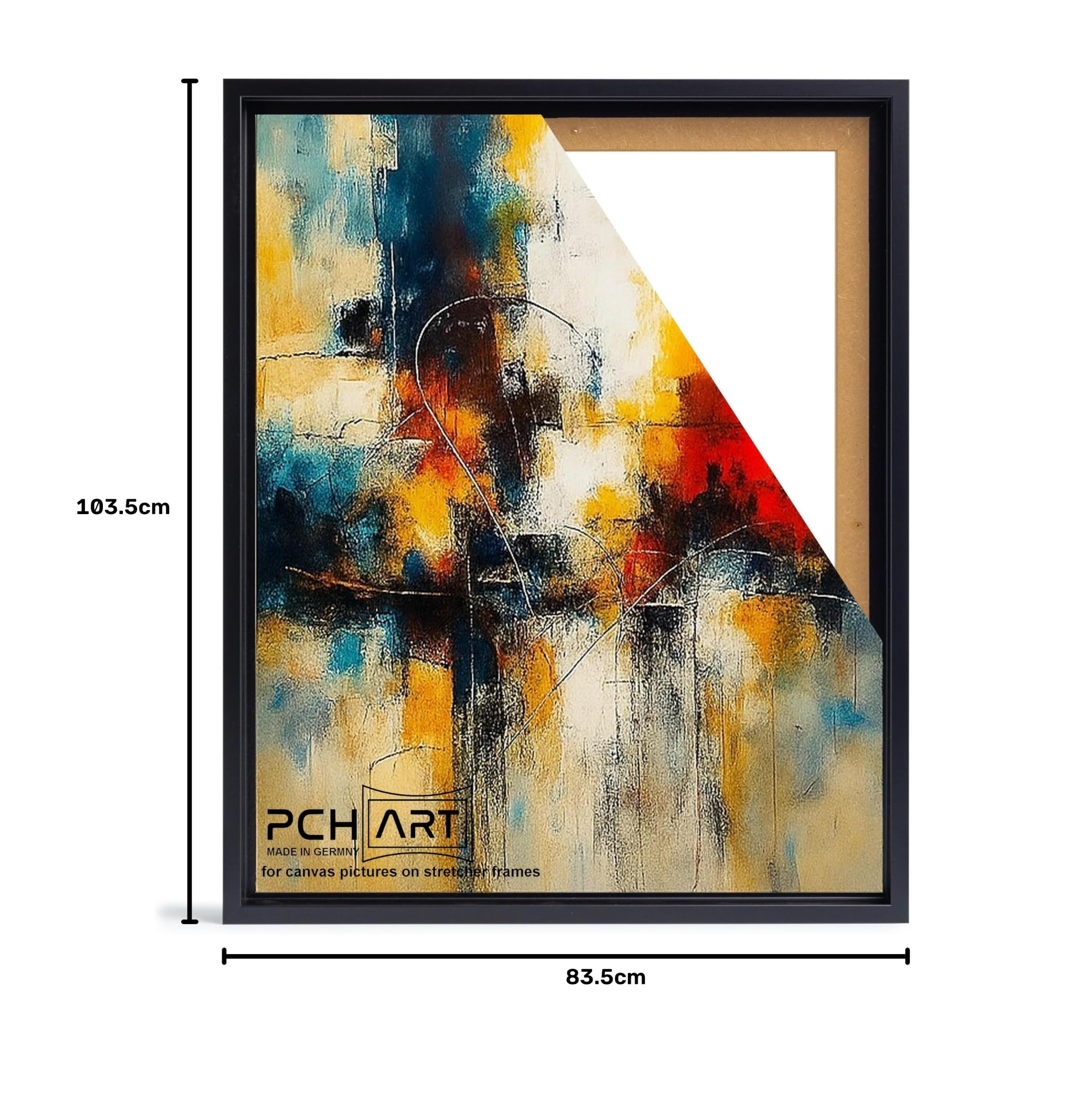 Cadre à joint d'ombrage noir pour impressions sur toile sur châssis - Dimensions : 80 x 100 cm - Cadre sans verre ni paroi arrière