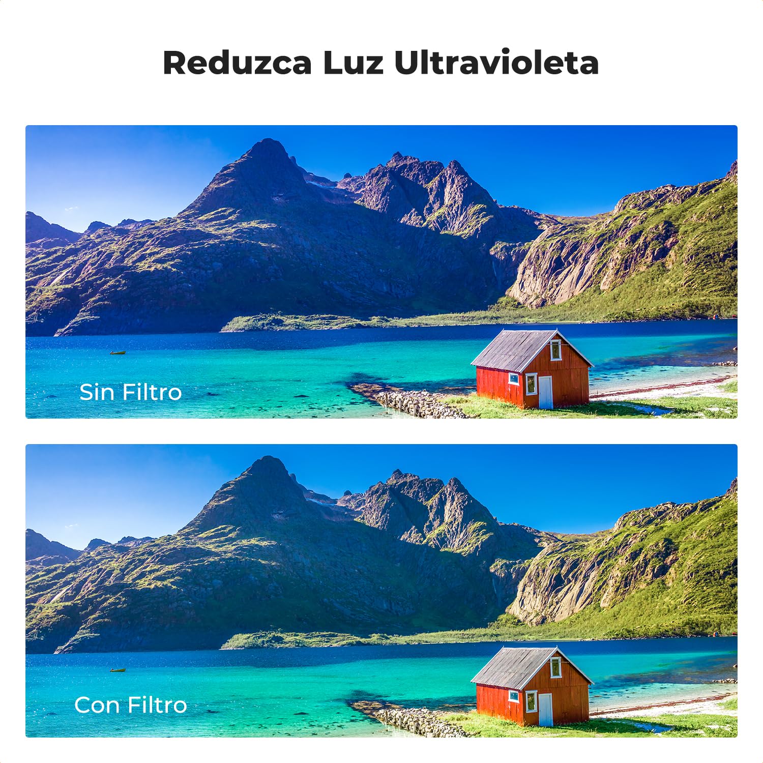 K&F CONCEPT Nano-Xcel Filtro UV Armor, 58MM Filtro de Protección UV Antideflagrante Anti-Explosión de Vidrio Óptico con 28 Capas Nano Revestimiento para Fotografía 4K/8K