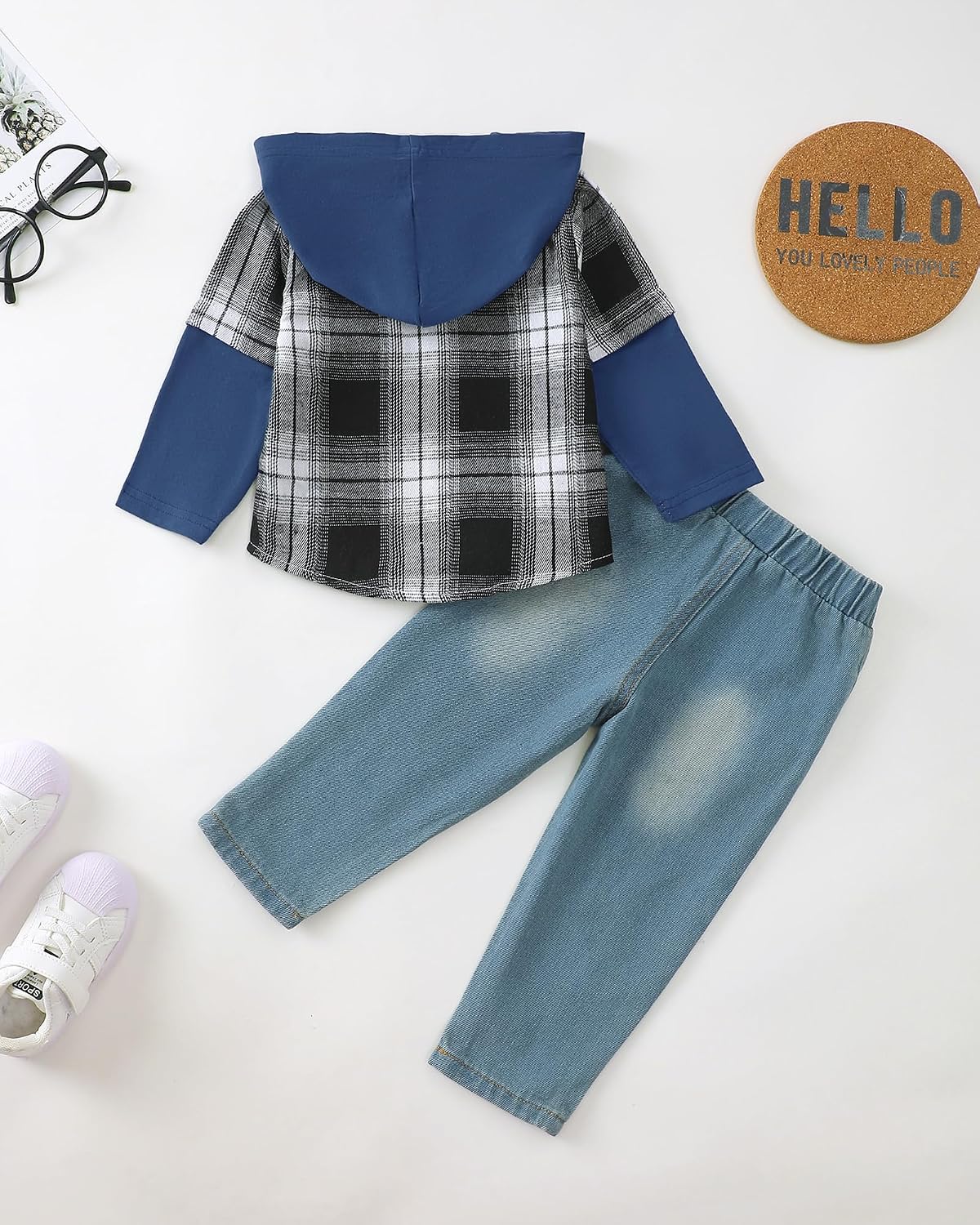 NZRVAWS Toddler Baby Boy Clothes Infant Outfit Boys Hoodie Sweatsuit Ripped Jean Fall Winter Little Boy Clothing 6M-7T