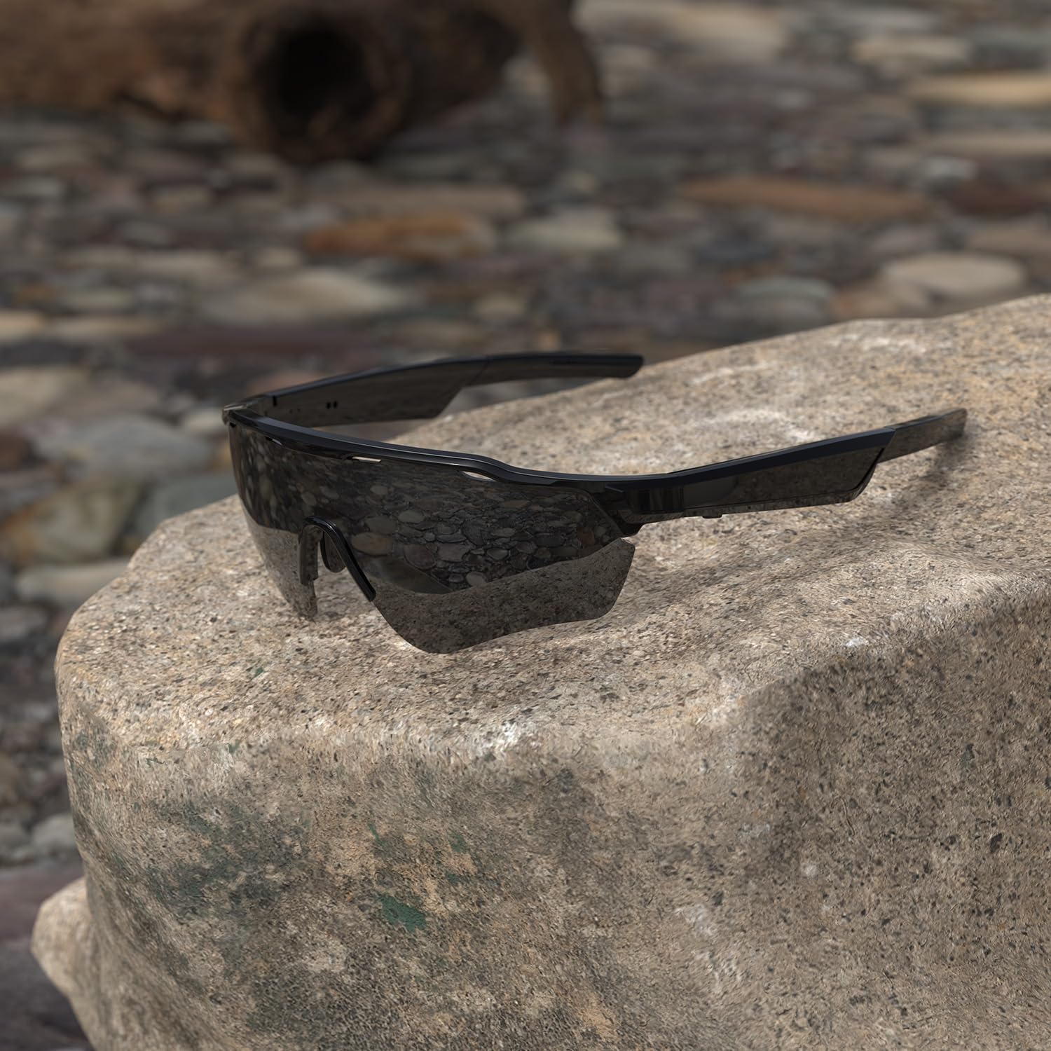 Home Gafas Deportivas Bluetooth Hombre con Audio Abierto, Altavoz Integrado para Música y Llamadas Manos Libres, Gafas de Ciclismo UV400 IPX5 para Running, Senderismo y Outdoor - Negro