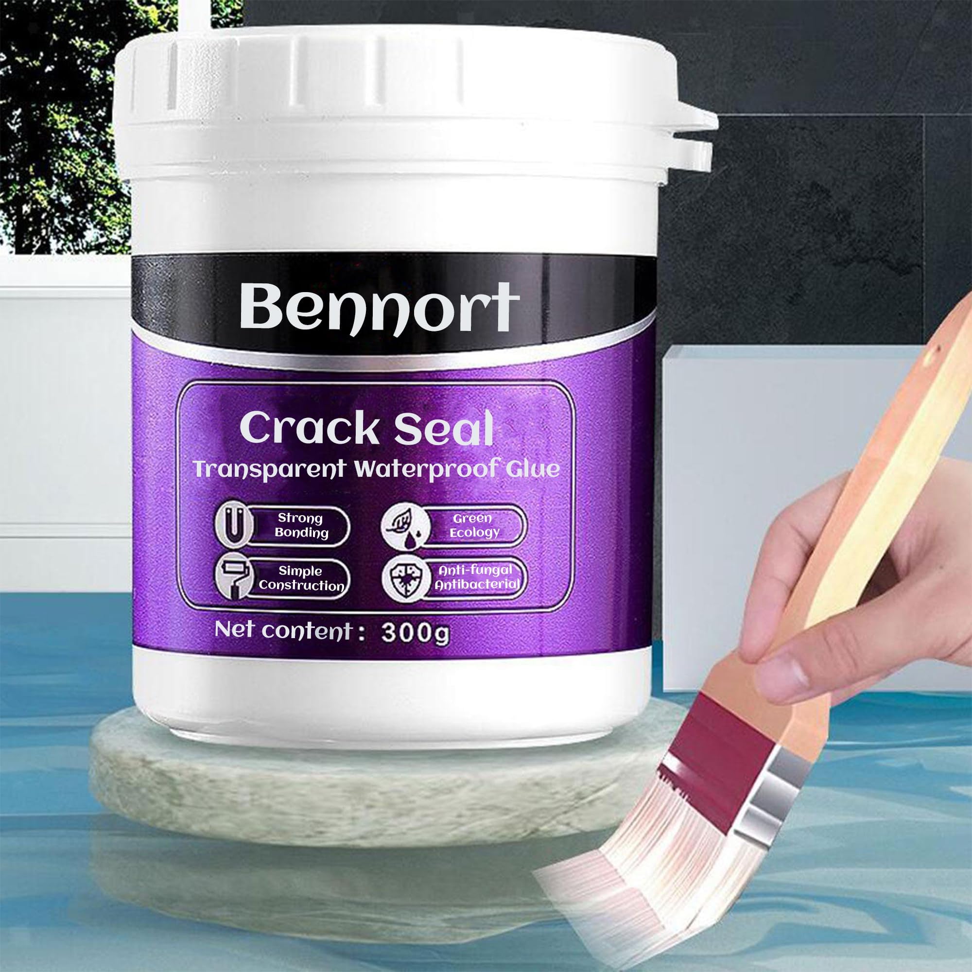 Bennort Transparent Waterproof Glue 300g with Brush,Crack Seal Glue For ...