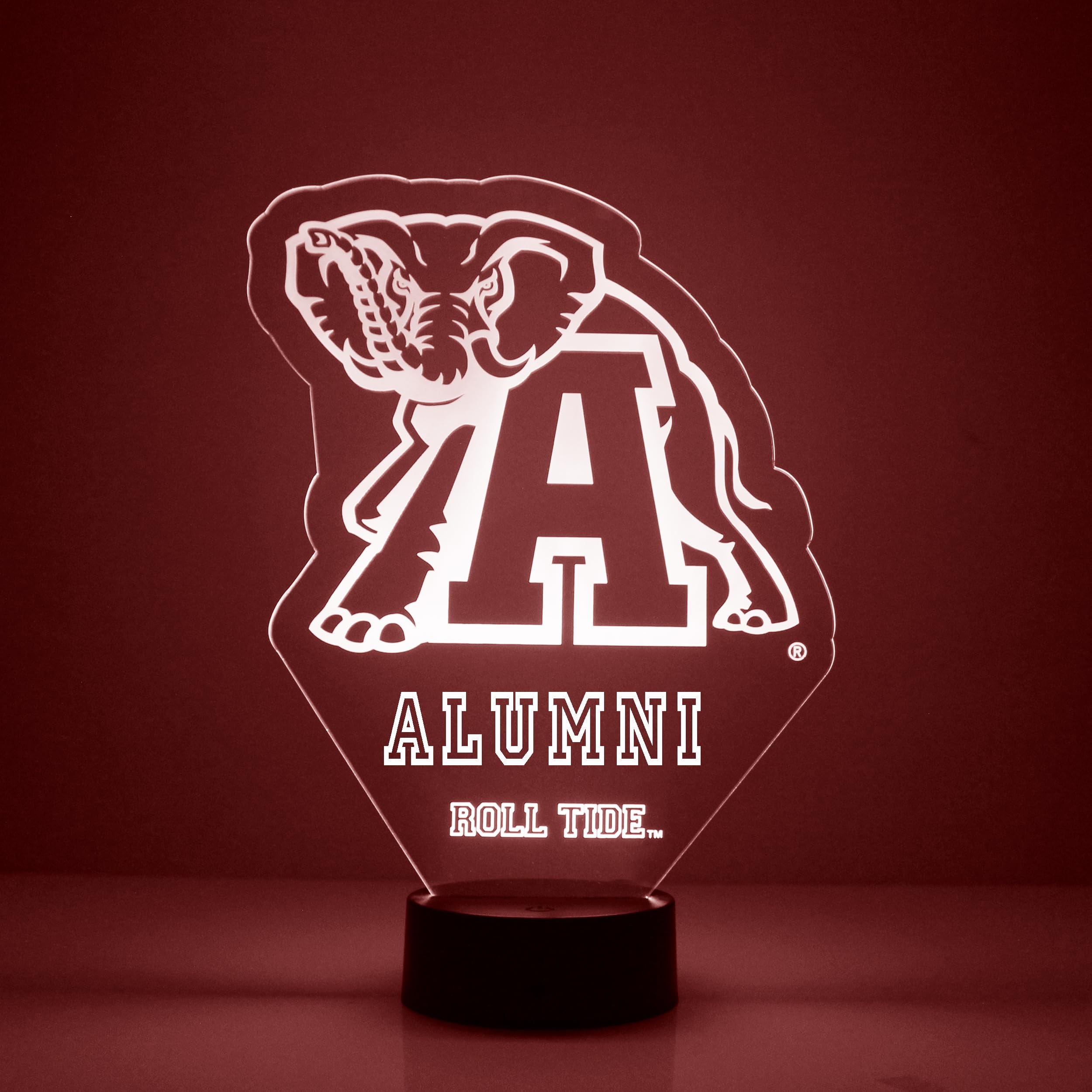 University of Alabama, Crimson Tide, Big Al Mascot Custom LED Name Sign with Remote, Light Up Name Sign, Personalized Name Night Light, Customized, Made in the USA, Clear Acrylic, 16 Colors, 4 Modes