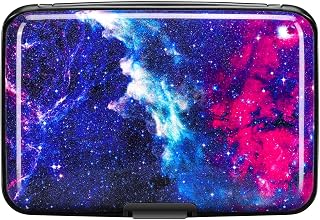 RFID Blocking Credit Card Protector Aluminum ID Case Hard Shell Business Card Holders Metal Wallet for Men or Women (Starry Sky)