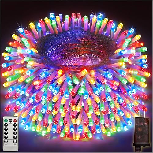 Luces de Navidad para exteriores de 393 pies, 1200 luces LED de Navidad con 8 modos, impermeable, tira de luces LED enchufables, decoraciones de