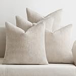 MIULEE Pack of 4 Couch Throw Pillow Covers 18x18 Inch Neutral Soft Decorative Chenille Pillow Covers Farmhouse Cushion Covers for Home Decor Sofa Bedroom Living Room