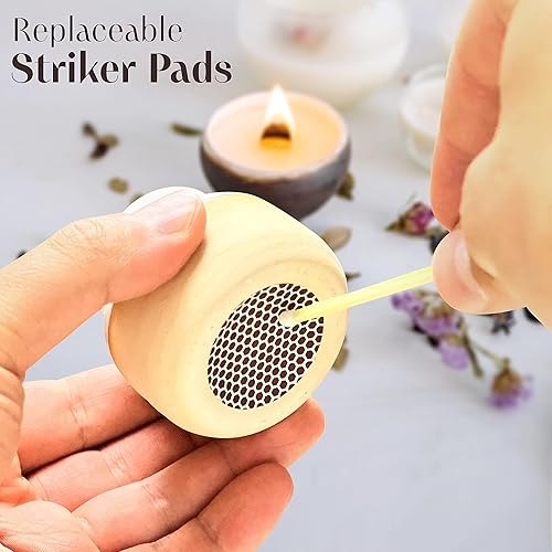 Miniatura 3 de Chic - Juego de 2 soportes de cerámica para fósforos y huelguista, decoración decorativa para el hogar, tarro de Shabbas de lujo, soporte de