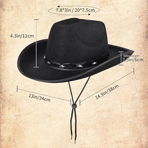 Miniatura 4 de JUSTOTRY Sombrero de vaquero de fieltro para mujeres y hombres, sombreros de vaquera de ala ancha para niña, fiesta de discoteca