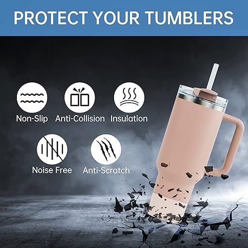 Miniatura 4 de 1 bota de silicona para vaso Stanley Quencher de 40 onzas, funda de silicona para Stanley IceFlow de 20 onzas y 30 onzas, accesorios de copa