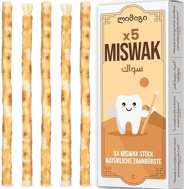 5x Miswak Siwak Zahnputzhölzer - Natürliche Zahnbürste, Reinigend & Aufhellend