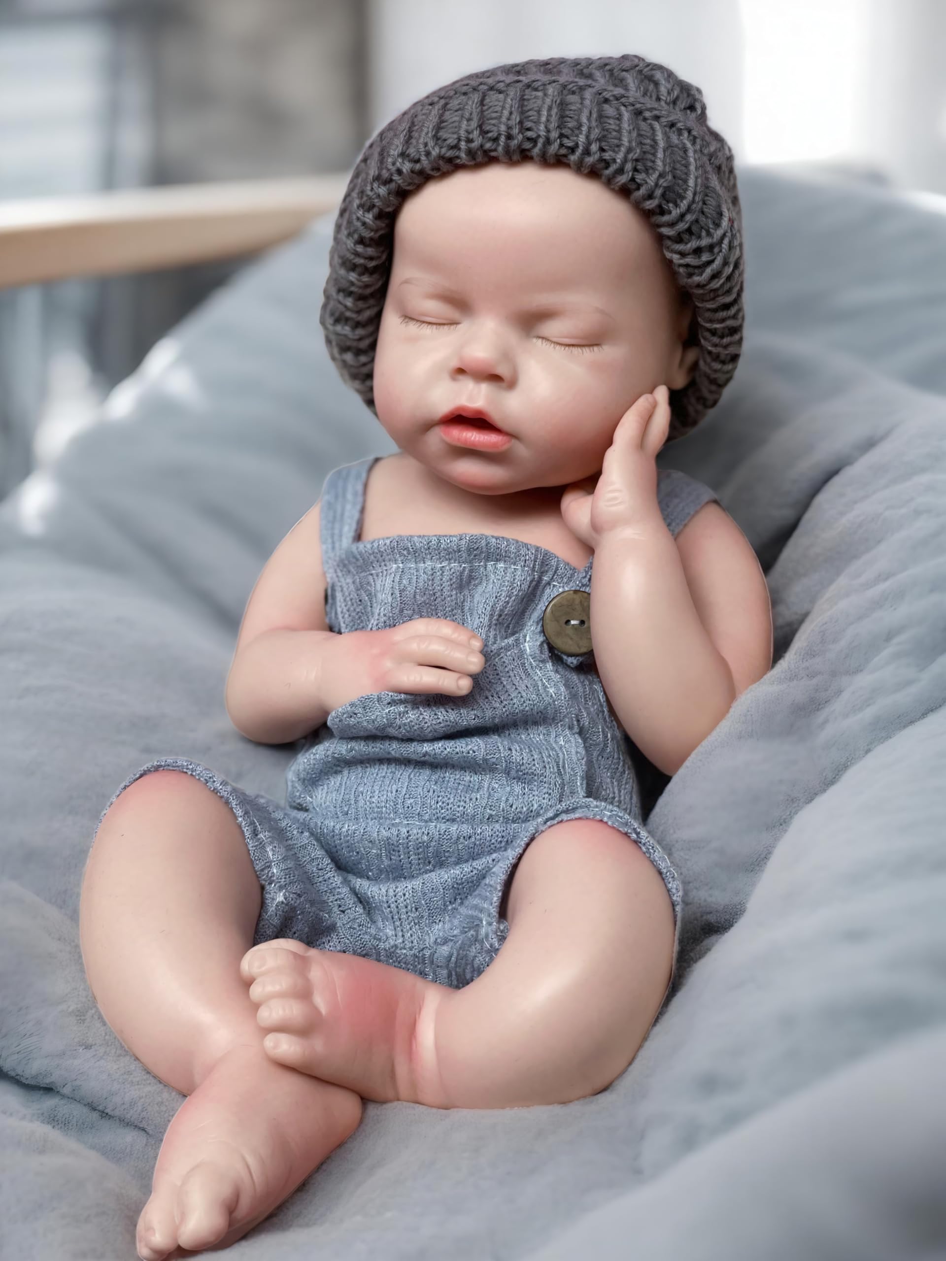 Muñeca Reborn de silicona sólida de 20 pulgadas, muñeca de bebé recién nacido realista que puede abrir la boca 2
