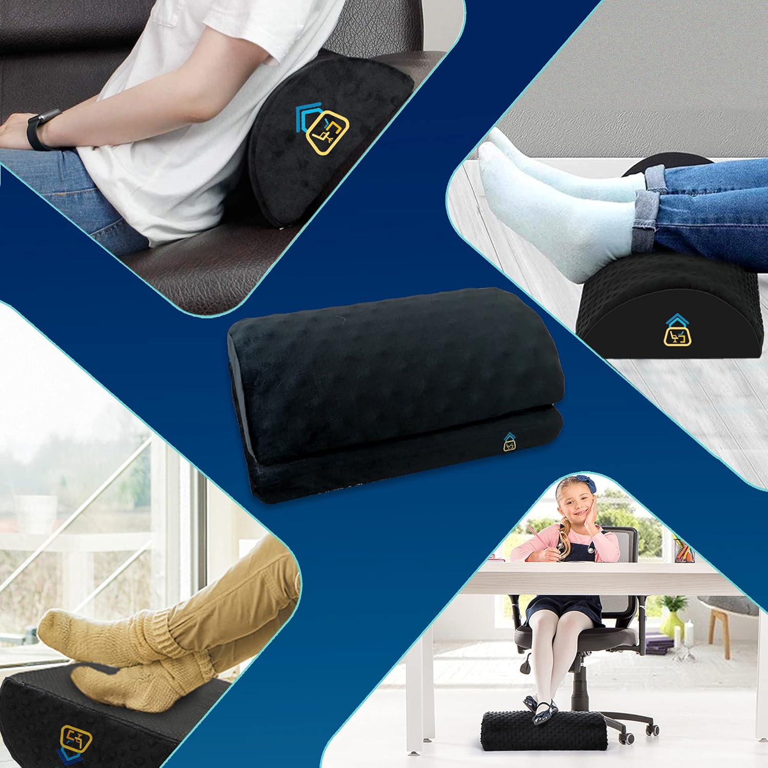 DSM OFFICE Foot Rest for Under Desk, Ergonomic Footrest, Memory Foam, Adjustable w. Non-Slip Base - 21.5 x 12 x 6.5in : Office Products