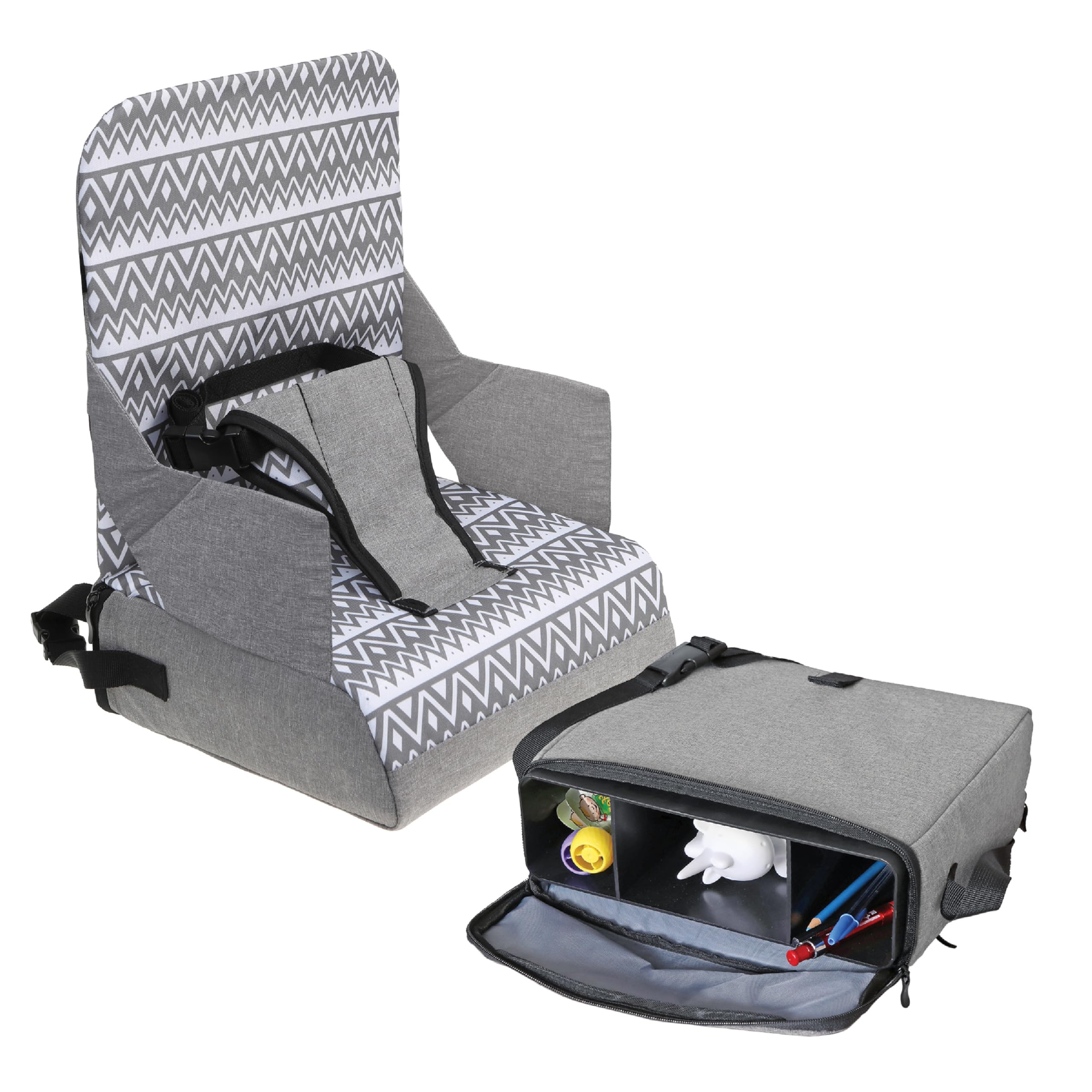 Dreambaby G6040 On-The-Go Kinder-Sitzerhöhung, tragbare Sitzerhöhung für Hochstuhl mit praktischen Staufächern, passend für die meisten Esszimmerstühle, leicht, kompakt und reisefreundlich