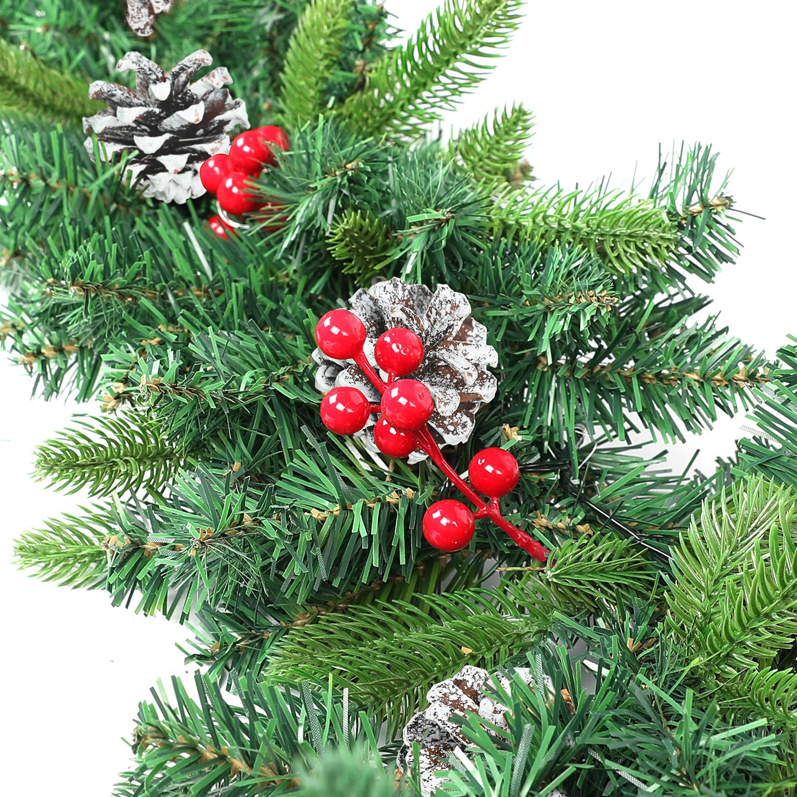 HENGMEI Weihnachtsgirlande 5m Tannengirlande mit Beleuchtung Weihnachtsdeko Girlande Türkranz Künstliche Weihnachtskranz für Innen & Außen(Typ B, Grün)