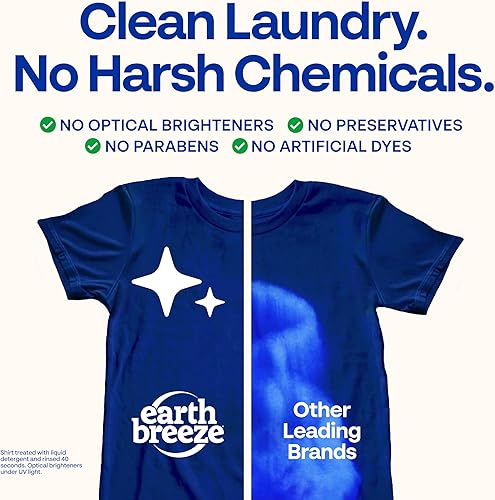 Miniatura 2 de Earth Breeze Hojas de detergente para ropa sin fragancia, 180 cargas, jabón ecológico sin líquido, apto para viajes para ciclos fríos y calientes