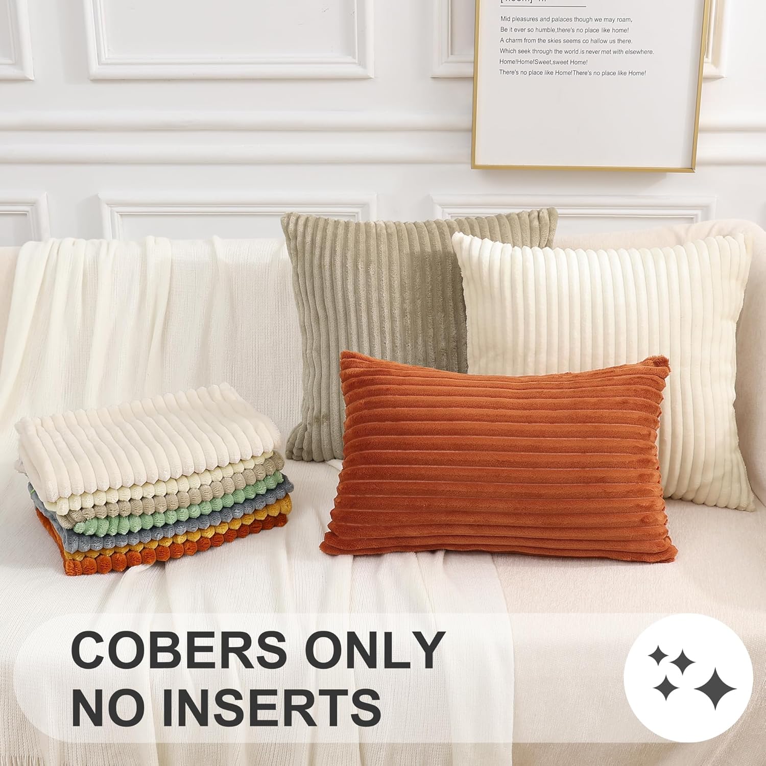 Simmore Decorative Spring Throw Pillow Covers 12x20 Set of 2, Soft Natural Plush Flannel Double-Sided Fluffy Lumbar Pillow Covers for Couch Sofa Living Room, Rust - Image 7