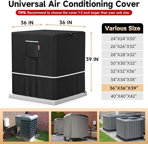 Vista 21 de LXKCKJ Air Conditioner Cover for Outside Units - 420D Heavy-Duty Waterproof Winter AC Cover, All-Weather Protection for HVAC Condenser Units, Fits