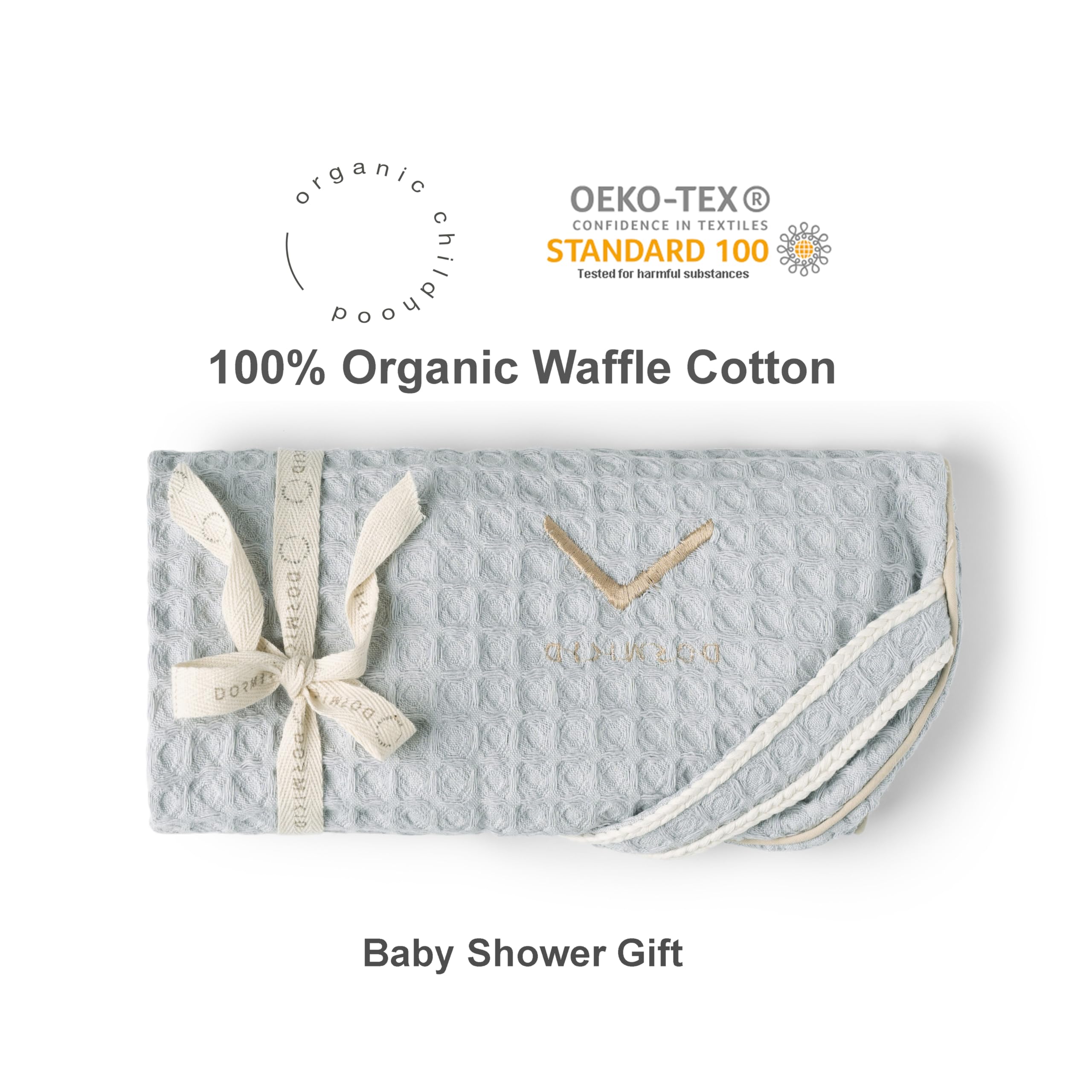 Organic Cover for Nursing Pillow • Premium Quality 100% Cotton Oeko-Tex Standard • Cover for Breastfeeding and Bottle Feeding Pillow • Soft and Breathable • Only Cover (Slate waffle)