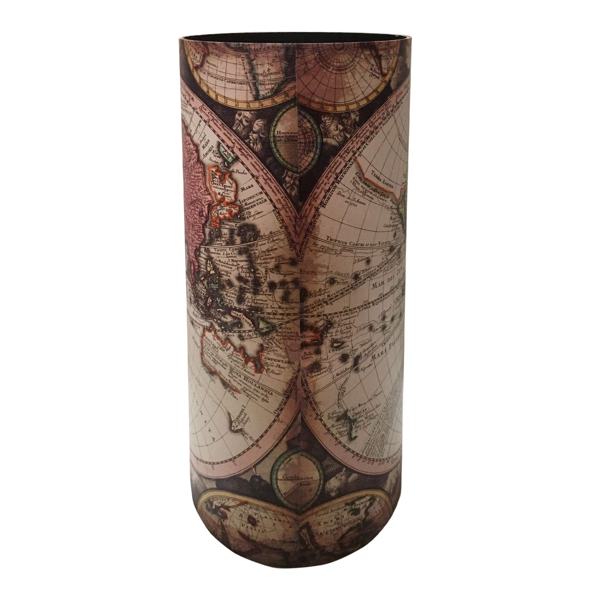 Rebecca Mobili Schirmständer Für Den Innenbereich, Dekorativer Schirmständer, MDF-Canvas, Vintage-Stil, Bunt, Mit Tropfschale - Maße: 54x23x23 (HxLxB) - Art. RE6474