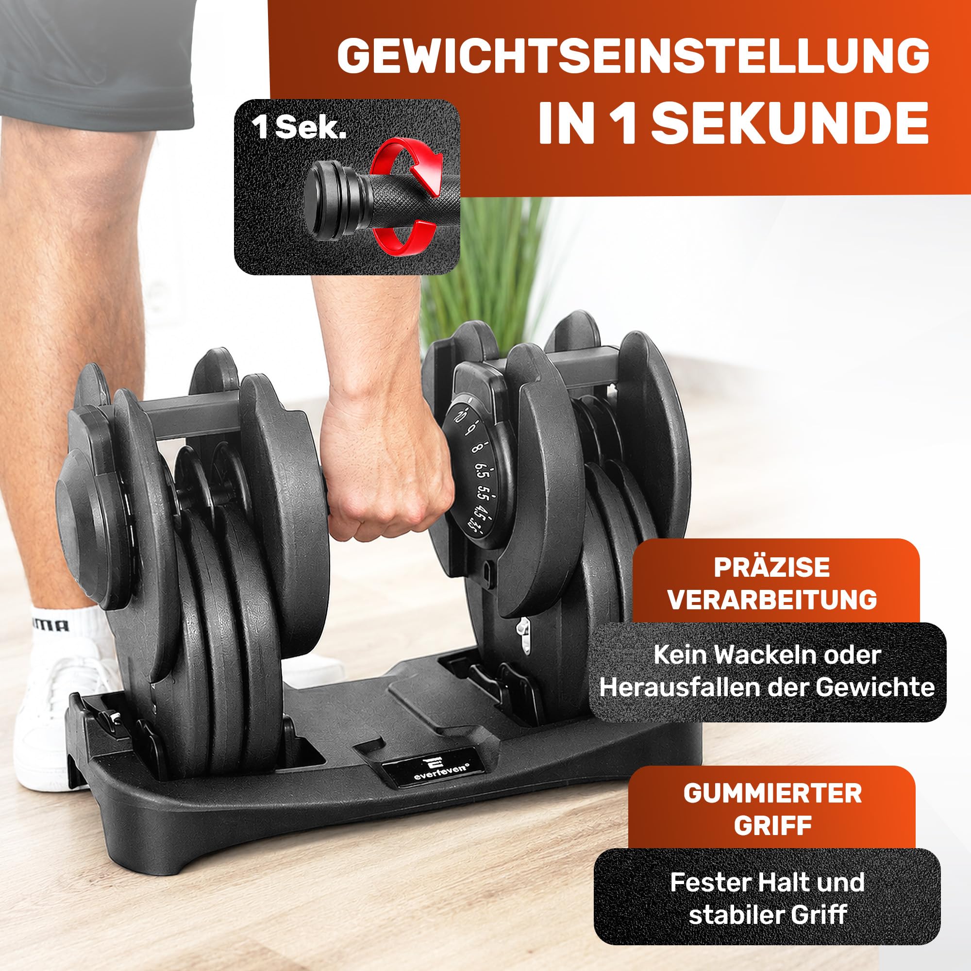 Mancuerna Regulable Set | 12kg |18kg | 24kg | 40kg | 15 Ajustes de Peso | Pesa Individual | Mancuerna Ajustable | regulable y compacta [FIX LOCK] Pesas para Gimnasio en Casa Musculación