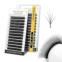 Vista 240 de NAGARAKU Extensiones de pestañas Double Tips 4D W, suministros con puntas dobles, gruesas con rizado D de 0.07 mm, bandeja mixta 8-15 mm