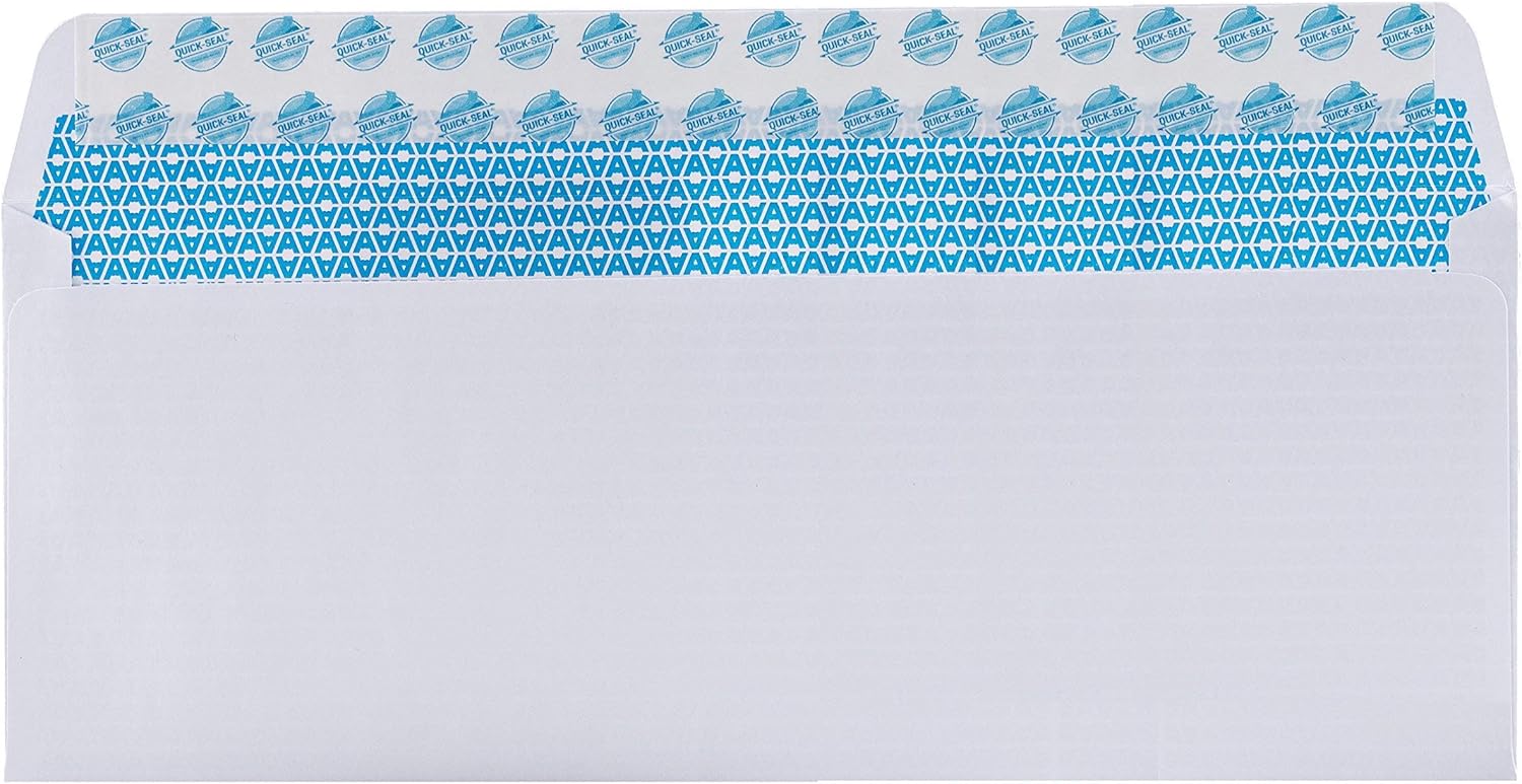Aimoh 1000#10 Custom Printed Security Tinted Self-Seal Envelopes - Personalized with Logo and Address/Return Address Imprinted -Size 4-1/8 X 9-1/2" -White -24 LB -1000 Count (74001)