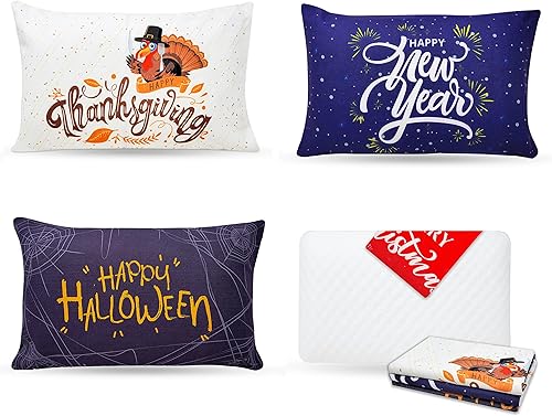 Vista 20 de ProComf - Almohada de espuma viscoelástica para viaje y campamento, bebé, niño, adolescente, adulto (blanco nieve con fundas)