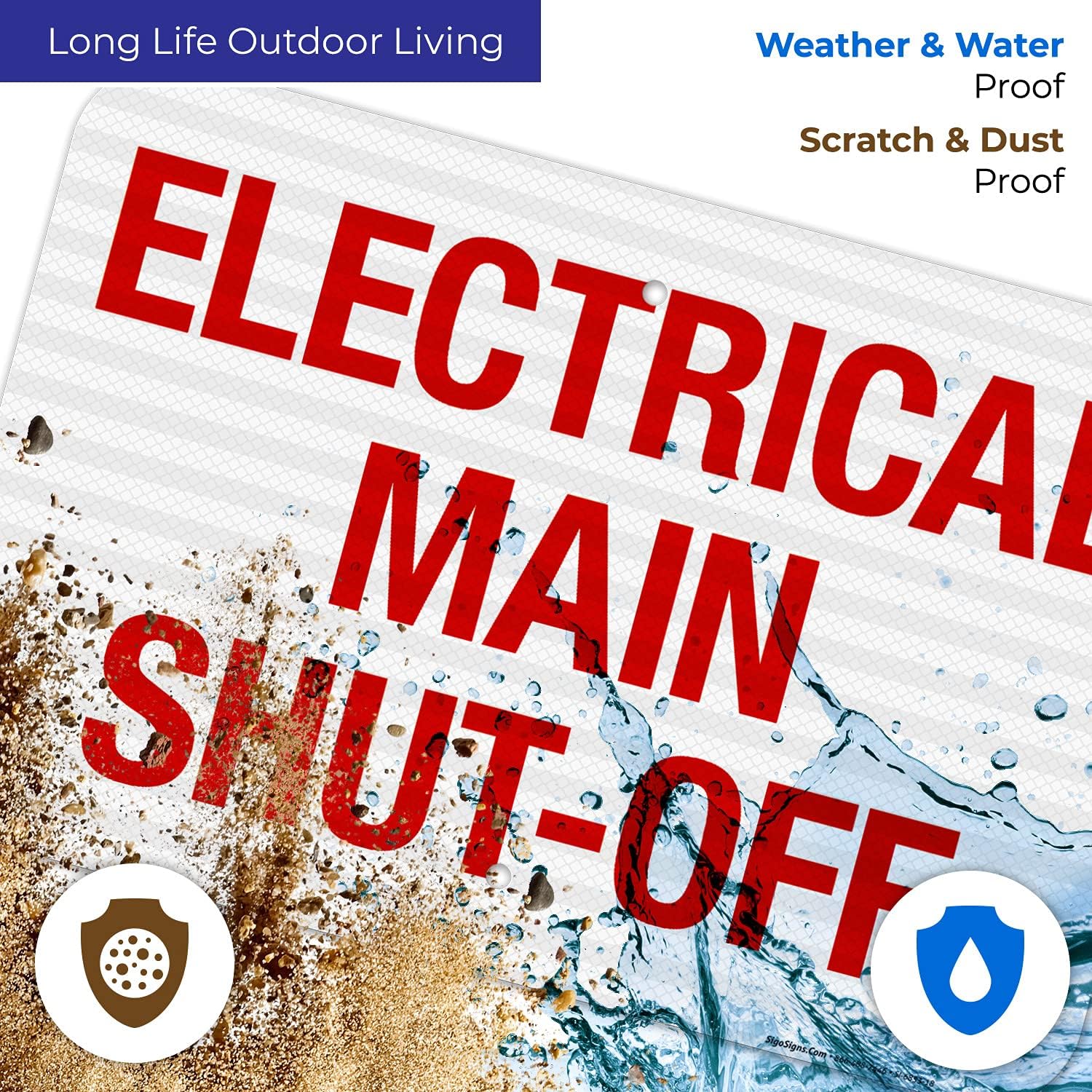 Electrical Main Shut-Off Sign, 12x18 Inches, 3M EGP Reflective .063 Aluminum, Fade Resistant, Indoor/Outdoor Use, Made in USA