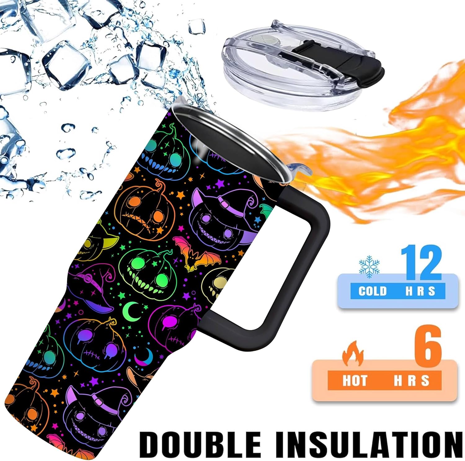 40oz Halloween Tumbler With Lid and Straw, Stainless Steel Insulated Tumblers for Men and Women - Image 4