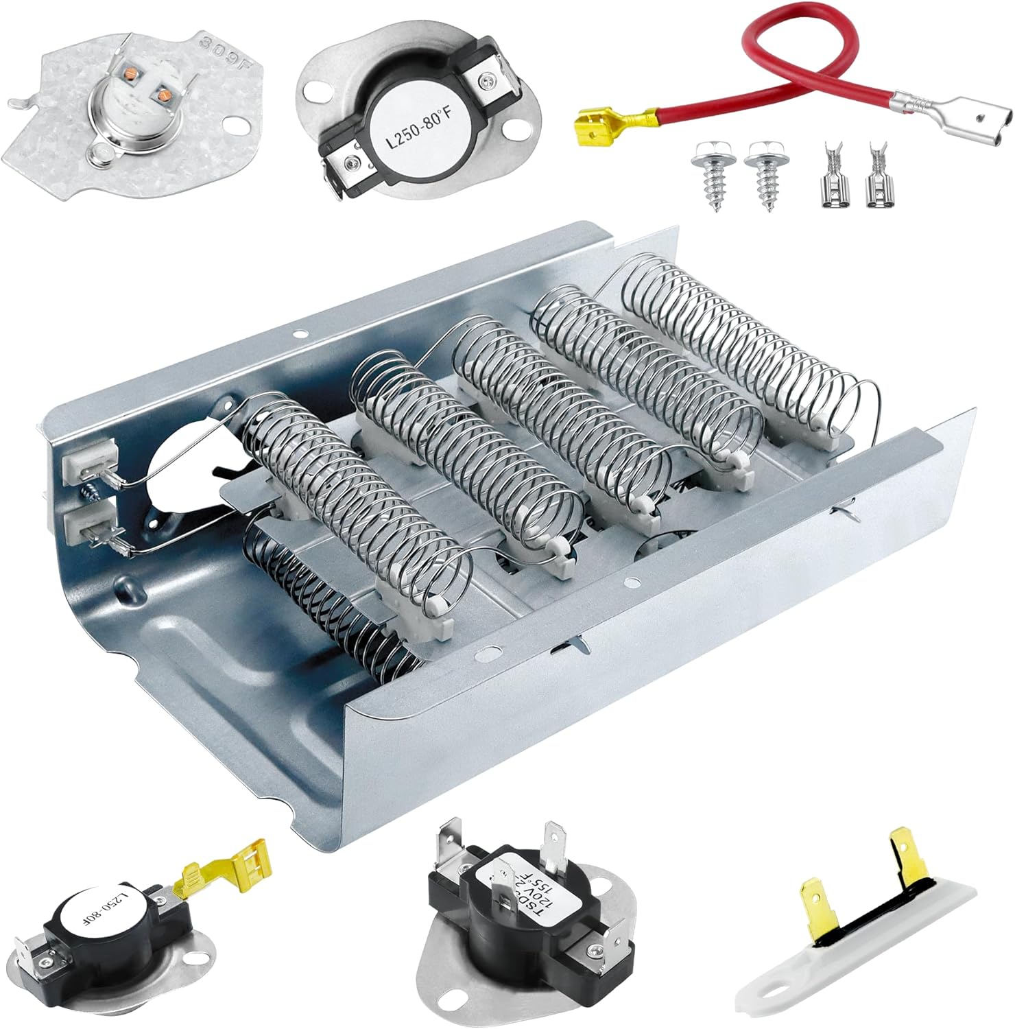 Dryer Heating Element W10724237 279838 3403585 fit for Whirlpool Kenmore 70 80 series Amana Maytag Roper Dryer WED4815EW1 NED4655EW1 WED5000DW2 Dryer Heating Element prime&swift