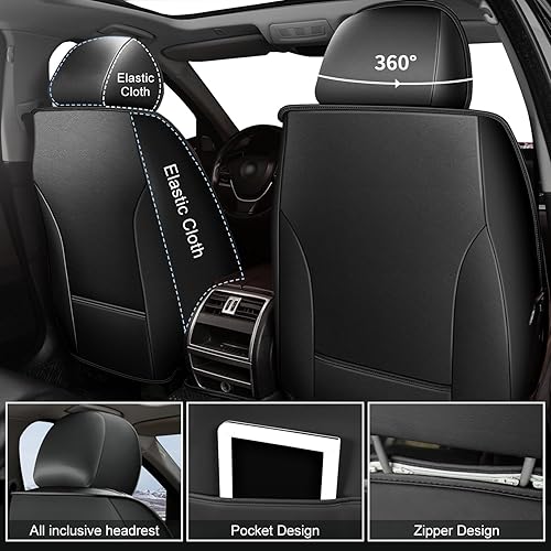 Miniatura 10 de RAWAKORW 2 fundas de asiento delantero de automóvil para Nissan Frontier 2007-2023 2024  con soporte lumbar  Compatible con bolsa de aire  Protector