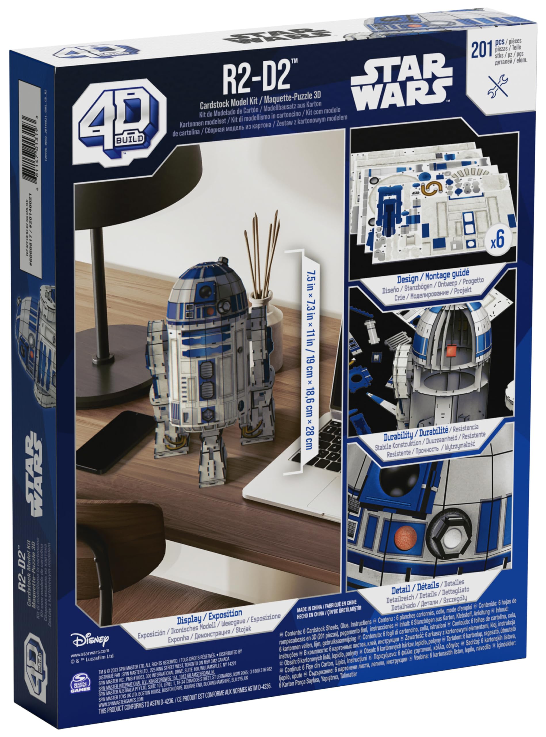 4D Build, kit di modellismo in cartoncino di R2-D2 di Star Wars da 201 pezzi Decorazione, Giocattoli da costruzione Kit di modellismo 3D per adulti e ragazzi dai 12 anni in su