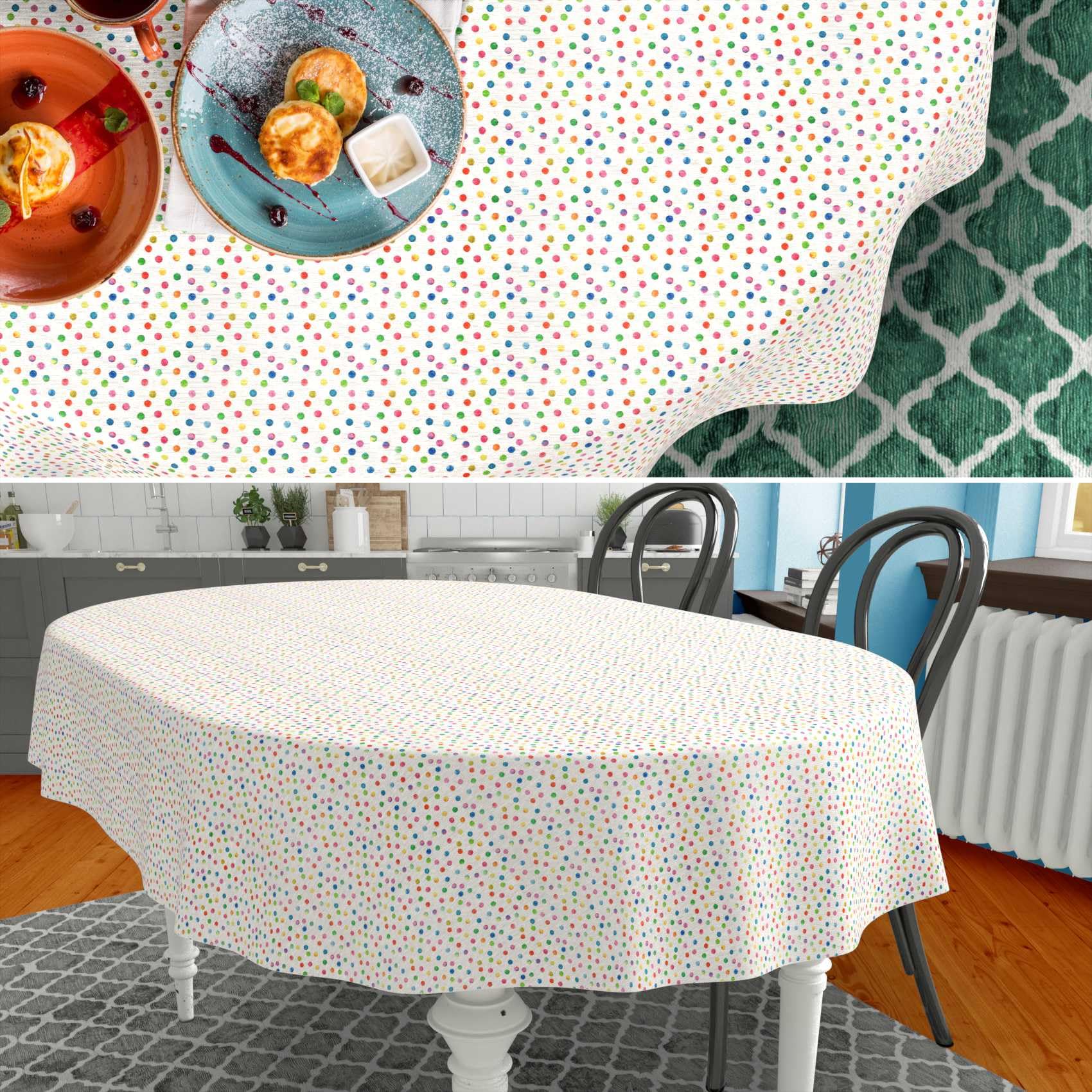 ANRO Mantel de Mesa Tela 70% Algodón 30% Poliéster | Diseño Mimi | Rectangular Ovalado Redondo | Fácil Limpieza 220x140 cm